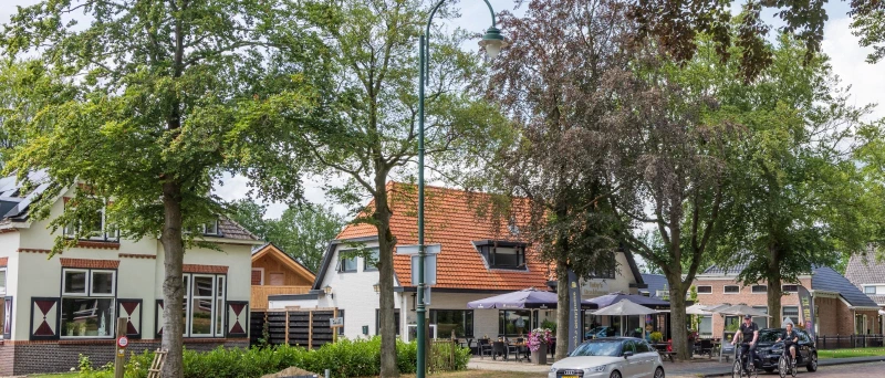 Gezellige straat in de plaats Exloo